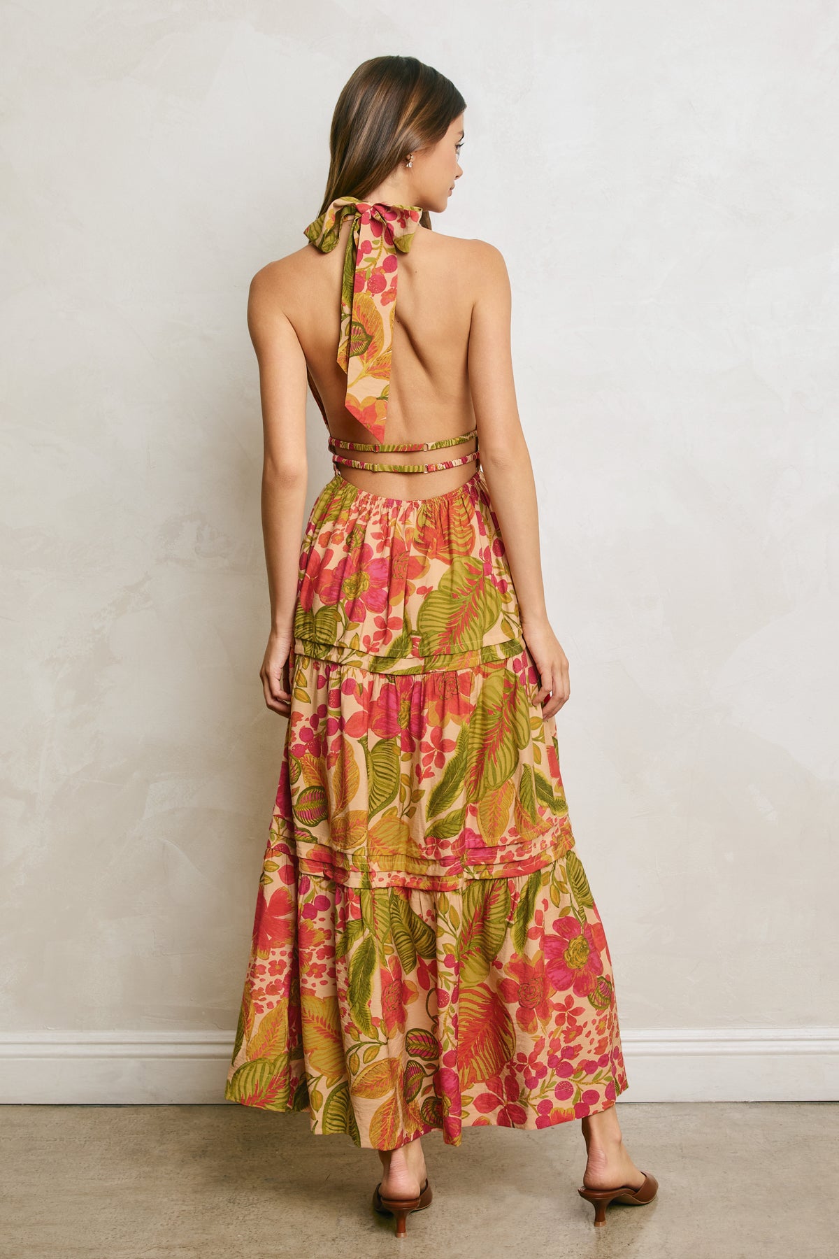 Floral Print Halter Maxi Dress