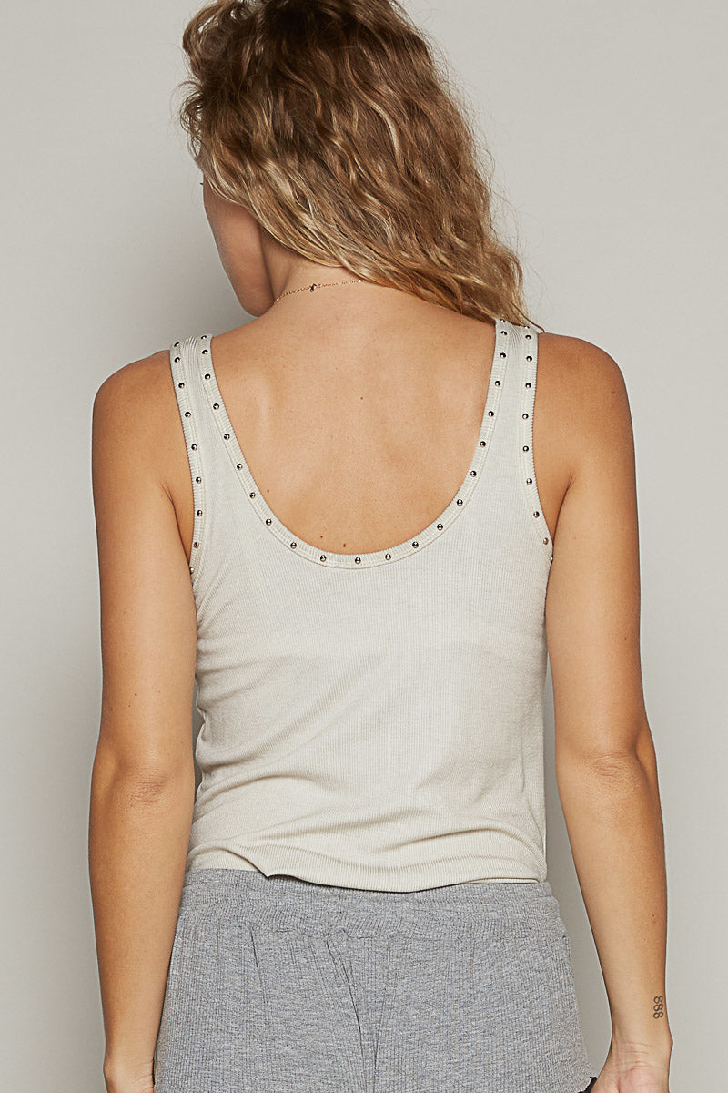 Tank Top with Studded Trim