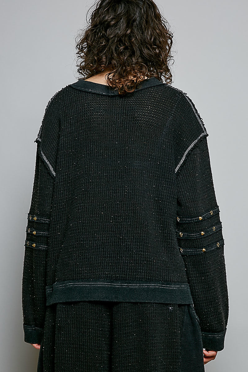 V-Neck Drop Shoulder Front Pocket Top