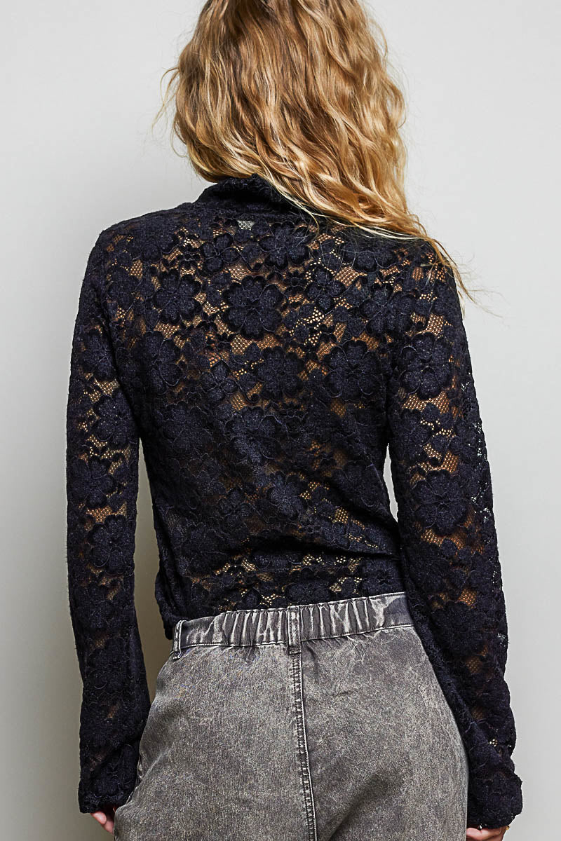 L/S Mock Neck Fitted Knit Top
