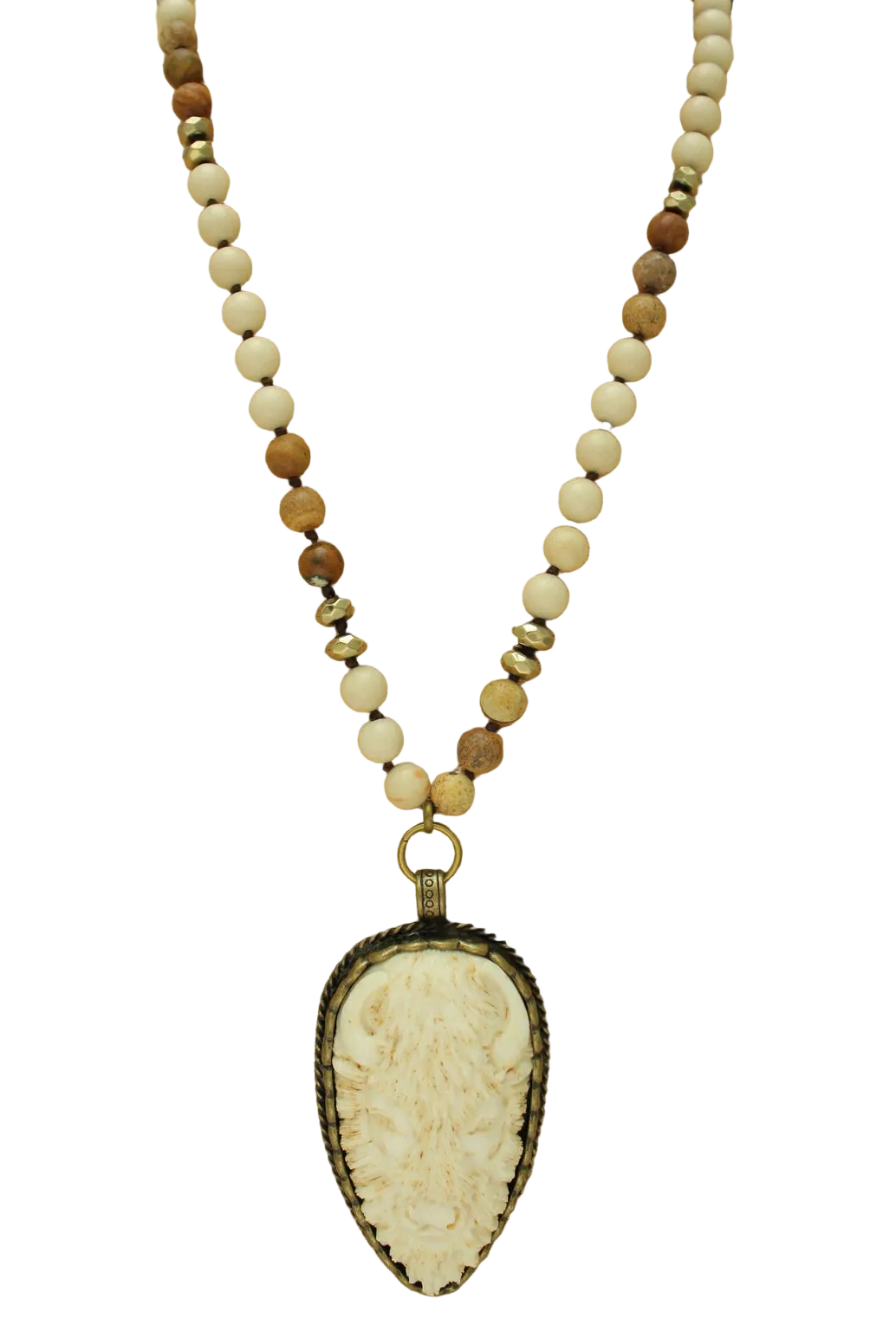 Long Beaded Necklace with Pendant