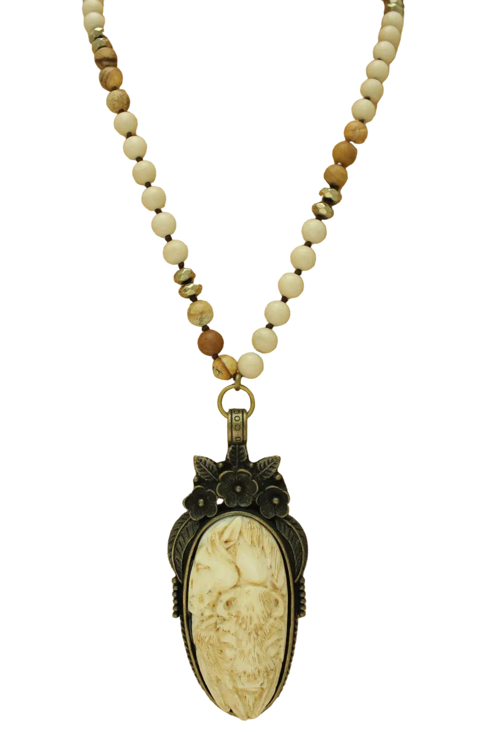 Long Beaded Necklace with Pendant