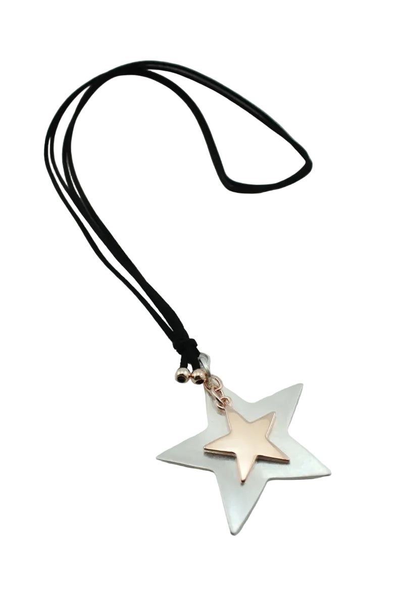 Cord String Necklace with Stars