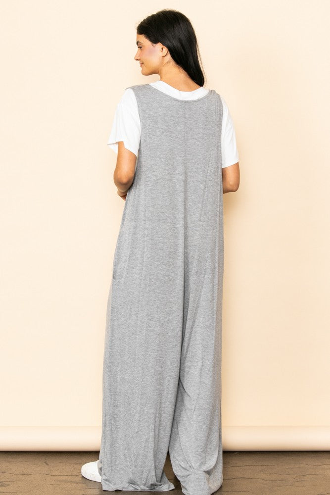 Relaxed Fit Jersey Knit Wide Leg Jumpsuit