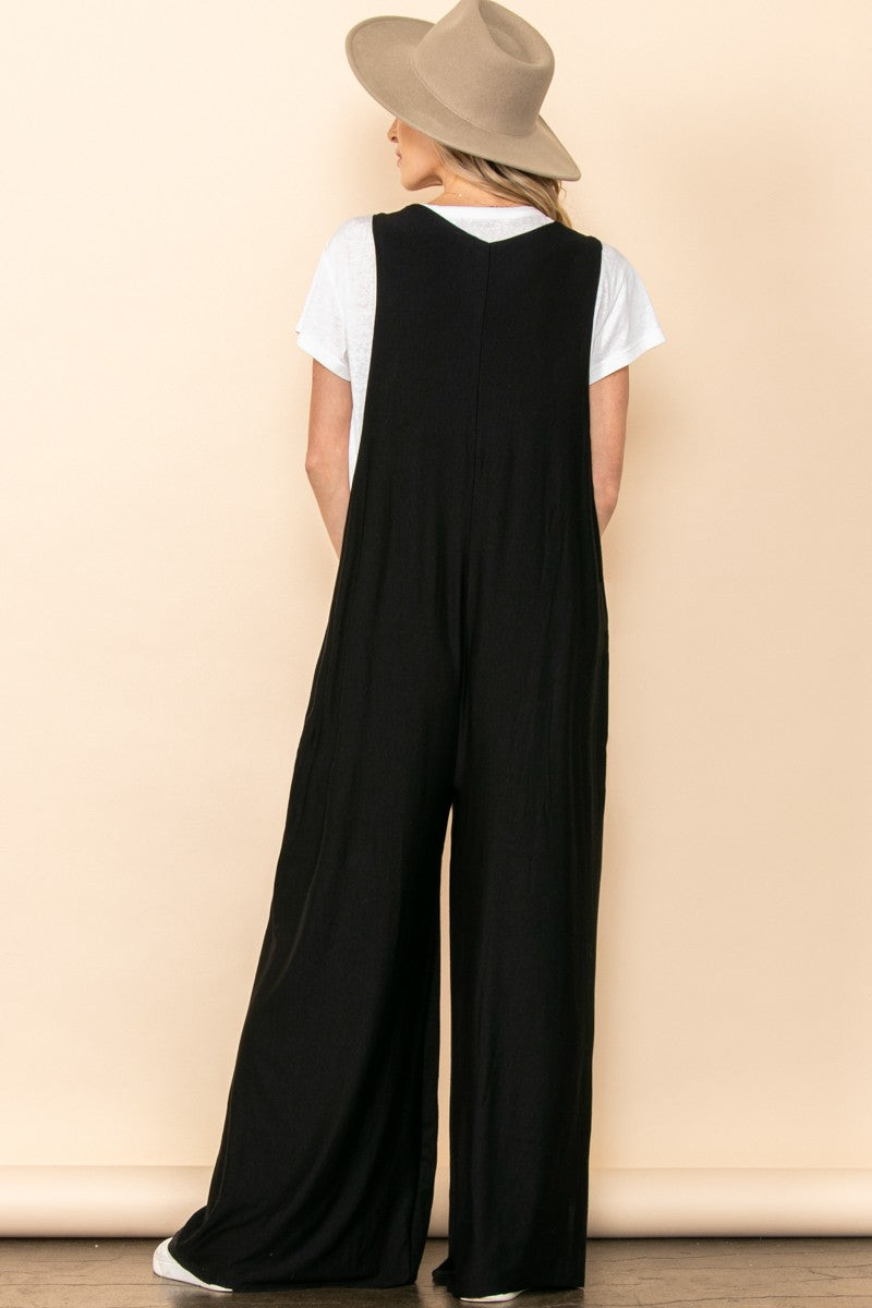 Relaxed Fit Jersey Knit Wide Leg Jumpsuit