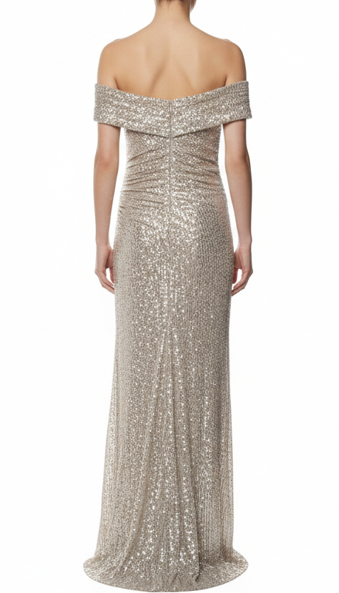Long Sequin Gown with Slit