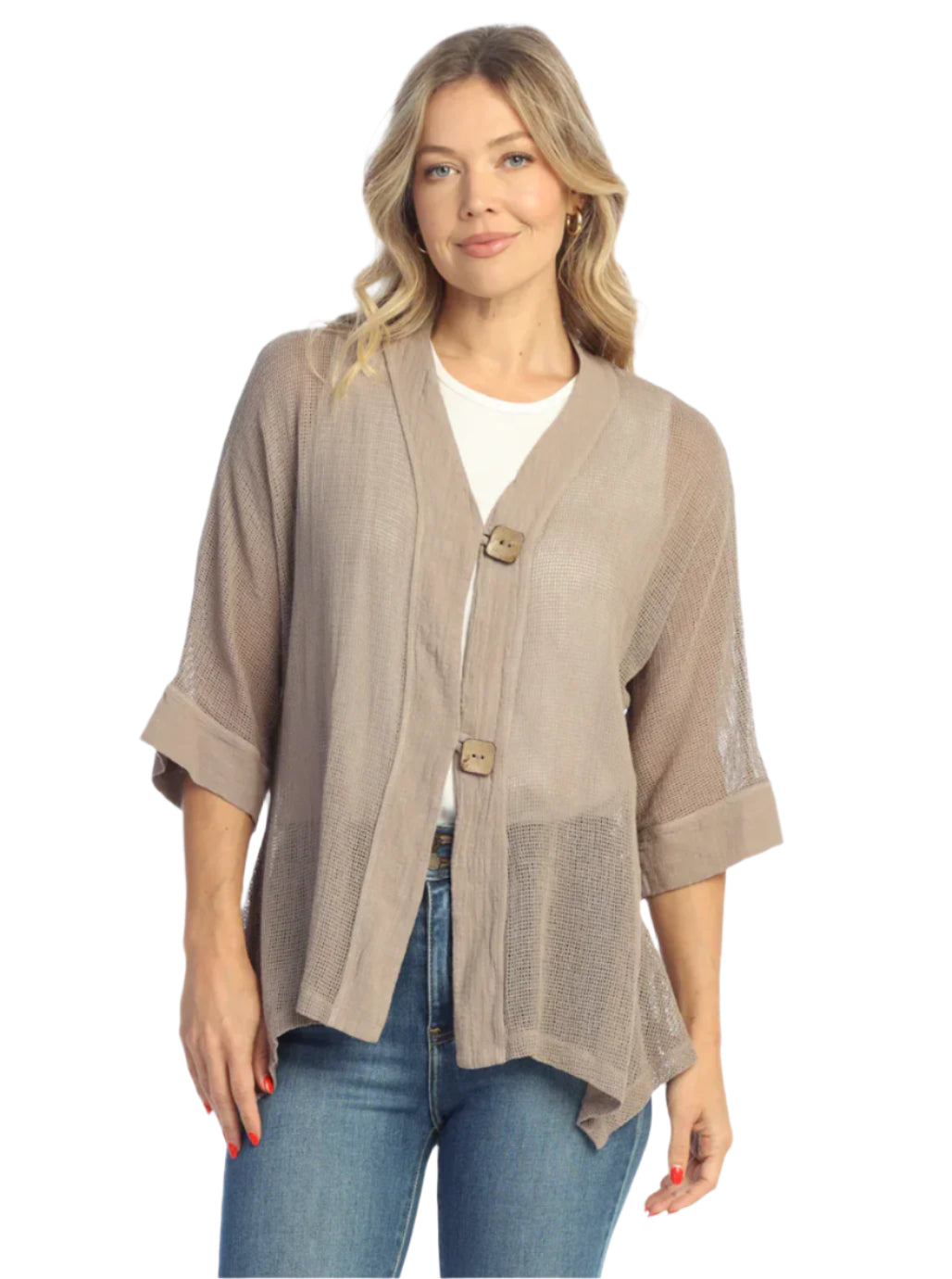 Mesh Cardigan with 2 Buttons