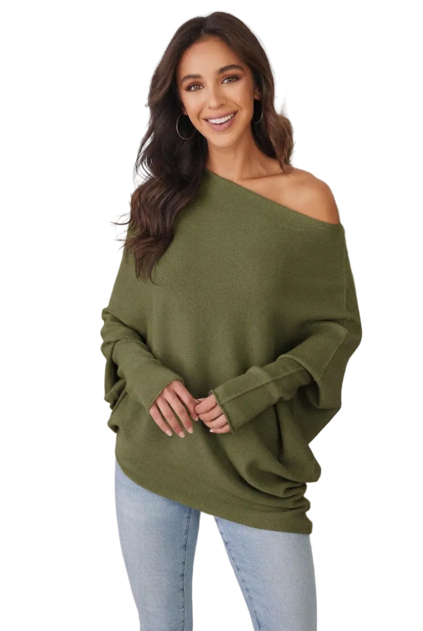 Asymmetrical Cuff Sleeve Knit Top