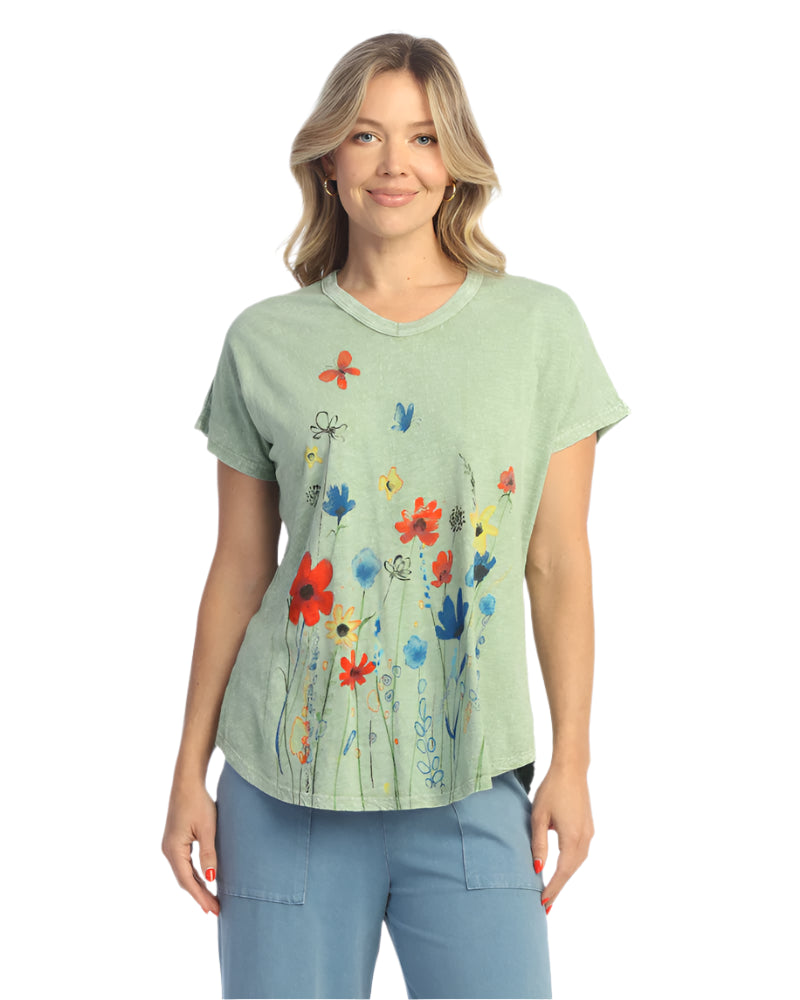C-Mineral Washed 100% Cotton S/S Top, Chloe