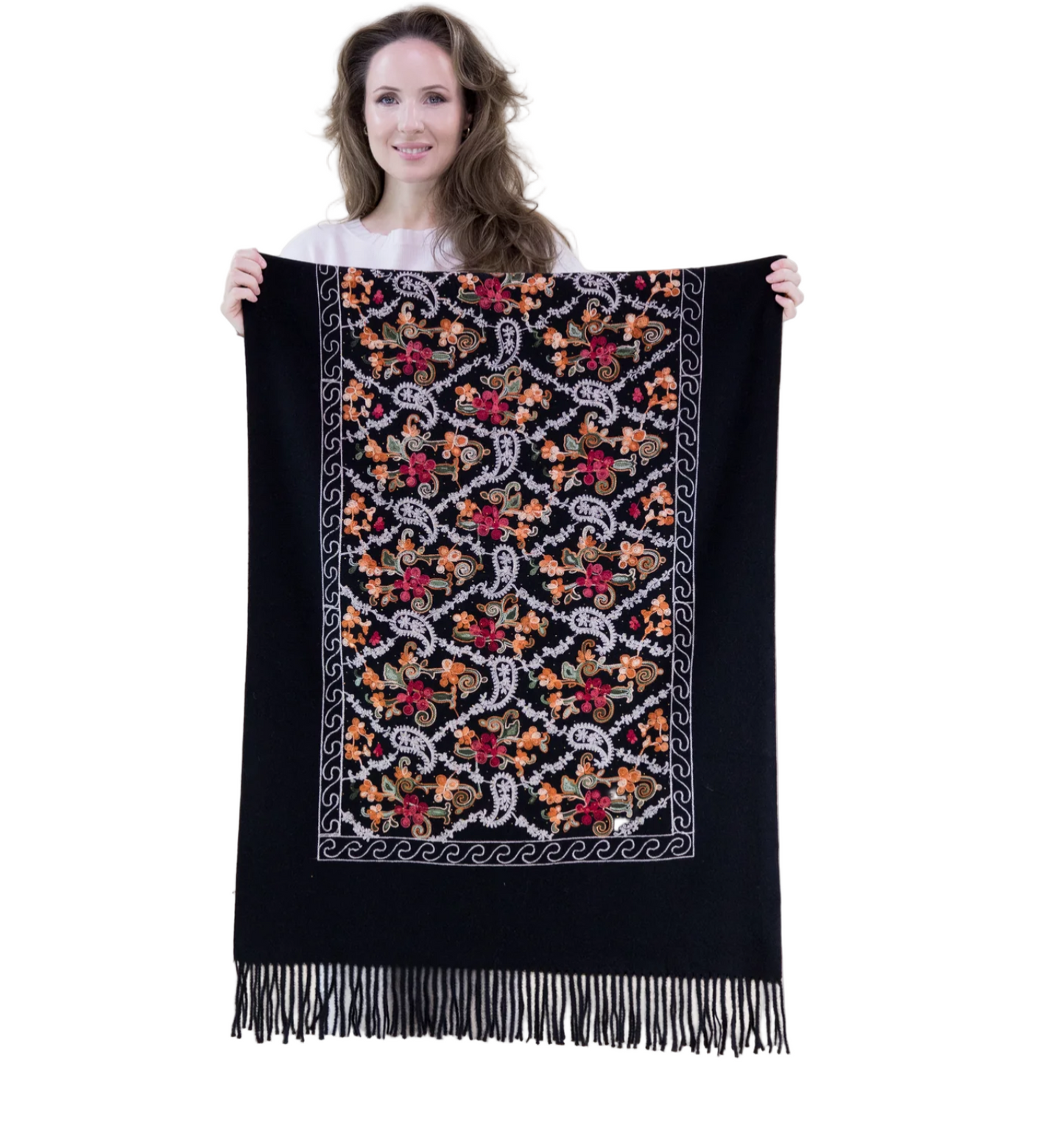 Embroidered Garden Vinework Rhinestone Scarf