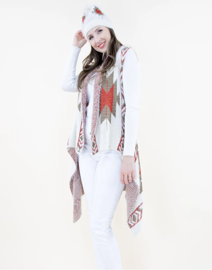 Aztec Sharkbite Vest White