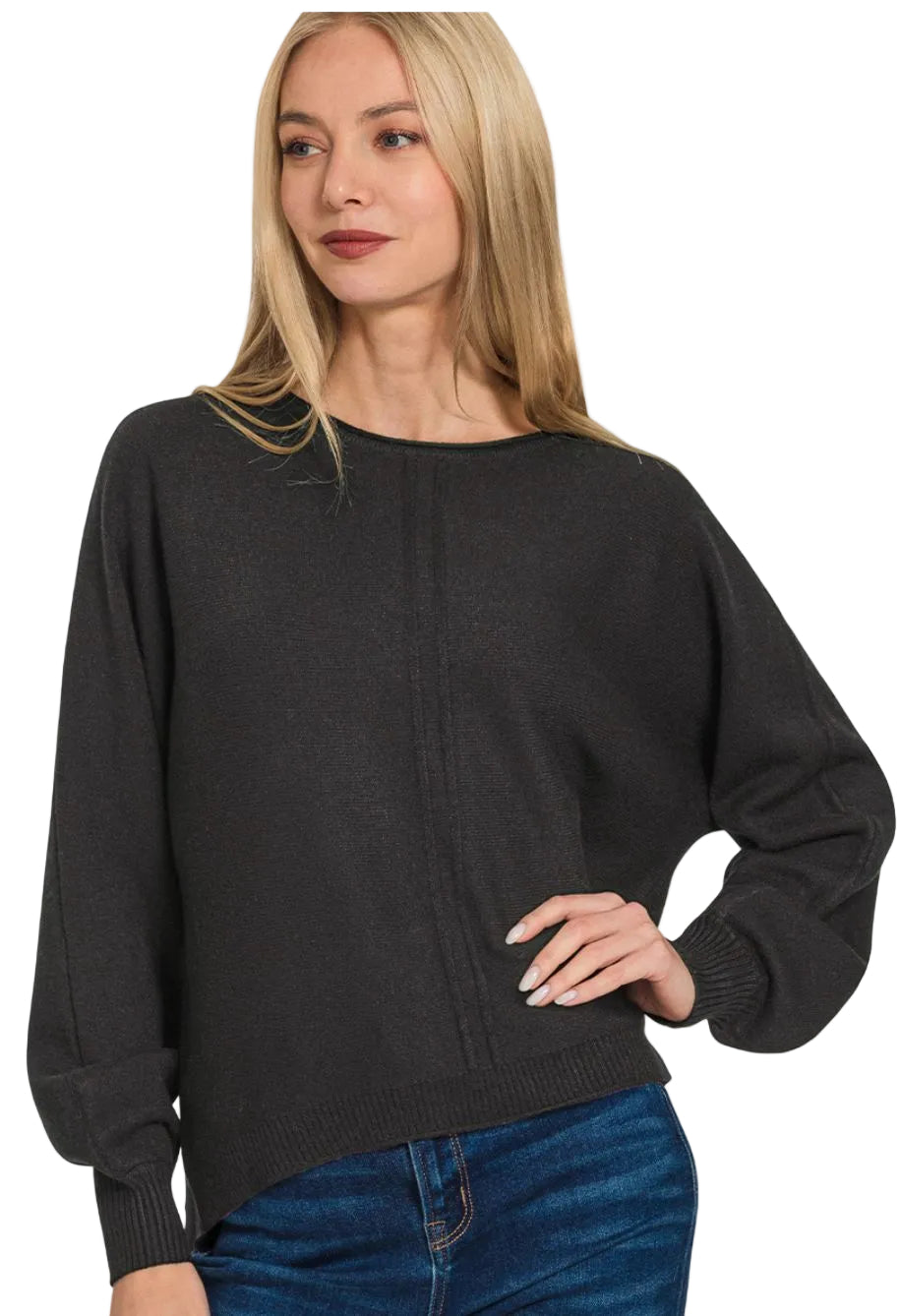Viscose Front Seam Round Neck Sweater