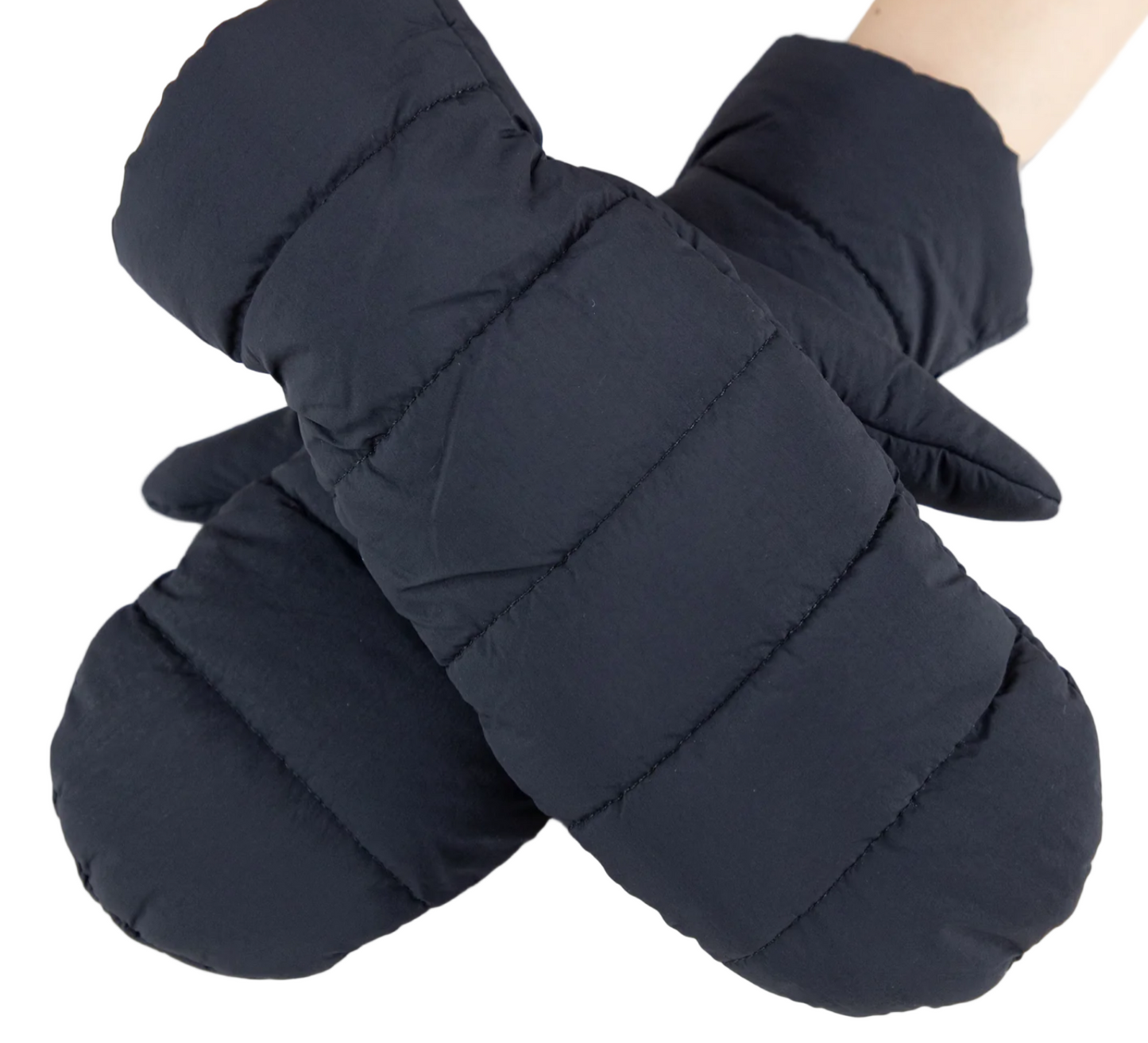 Solid Matte Ribbed Puffer Mittens