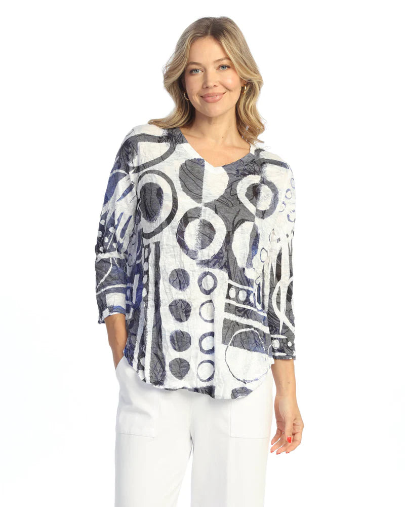 V-Neck Round Hem Top - Dottie