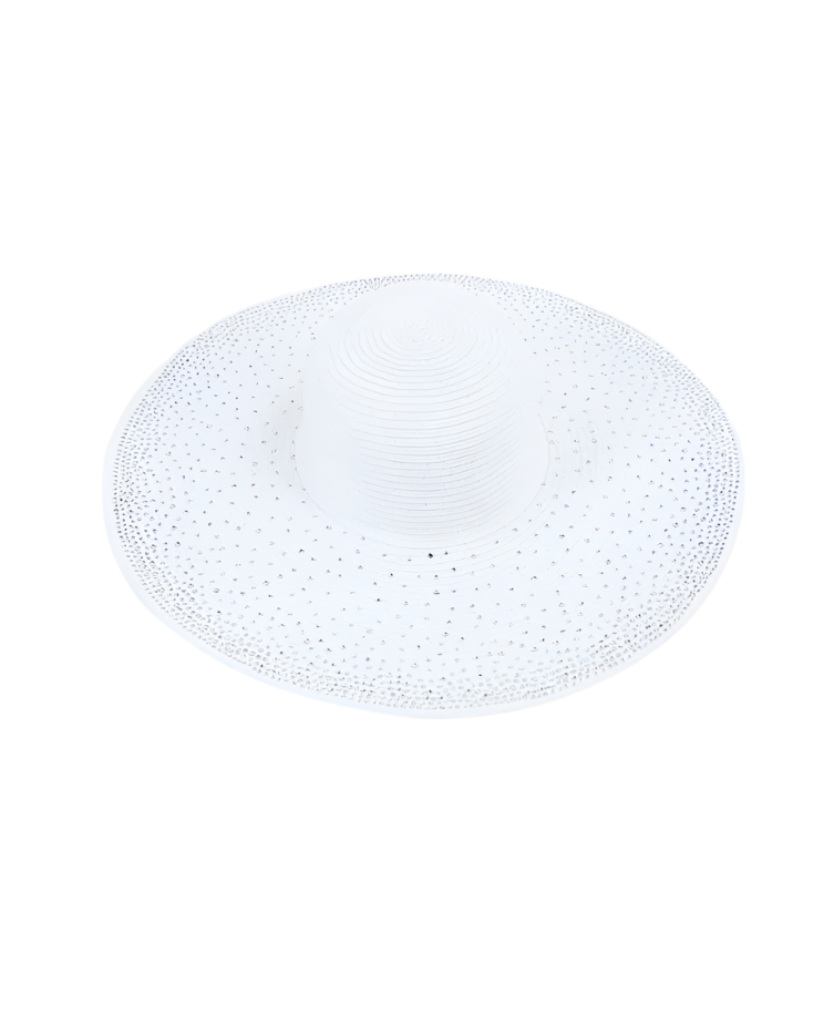 Floppy Straw Hat with Rhinestones
