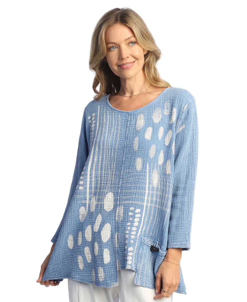 Mineral Washed Double Gauze Tunic With Pocket - Mix Match