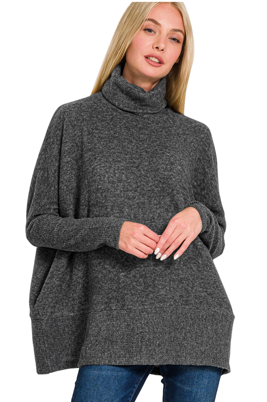 Brushed Melange Hacci Turtleneck Sweater