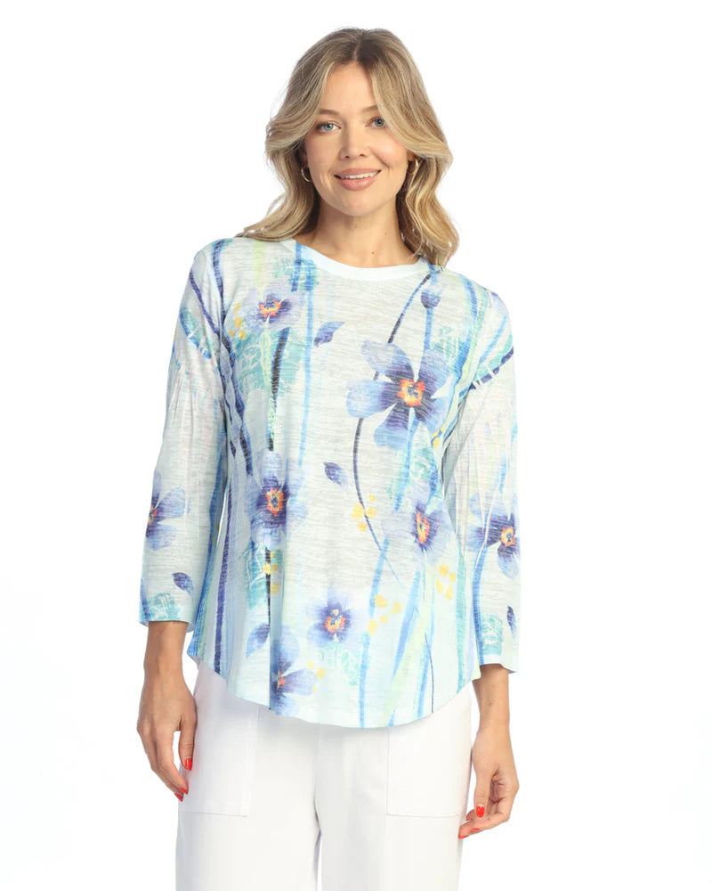 3/4 Sleeve Burnout Tunic - Bluebell