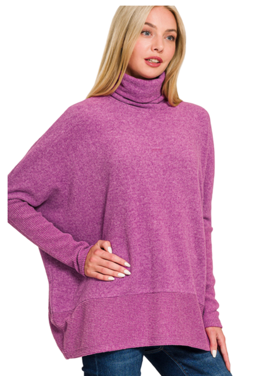Brushed Melange Hacci Turtleneck Sweater