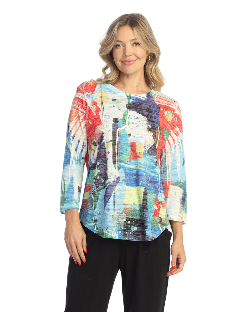 3/4 Sleeve Burnout Tunic - Malibu