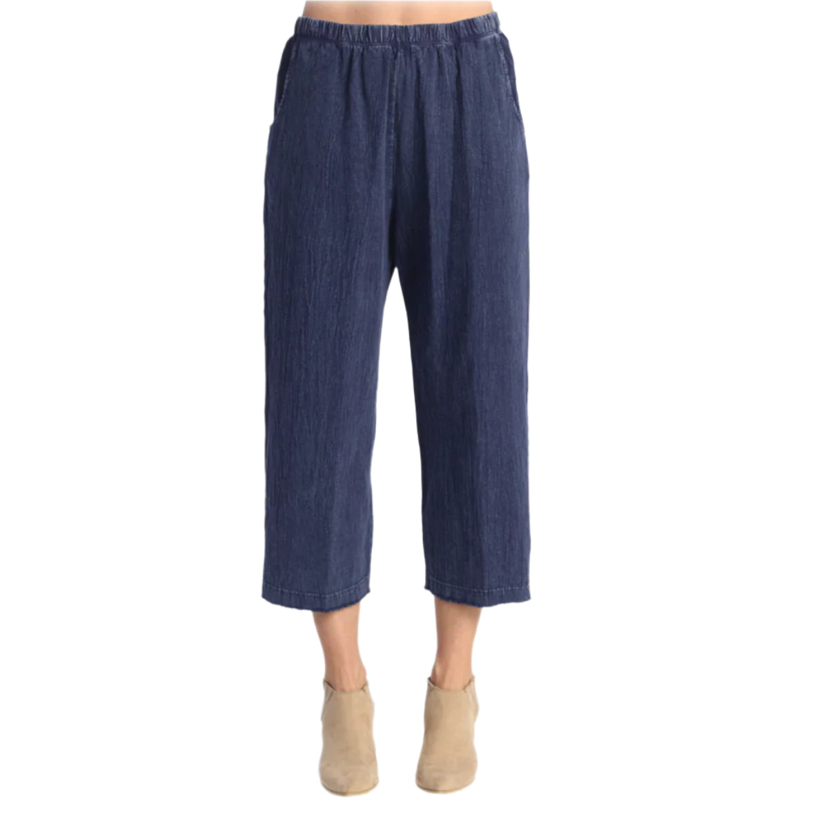 C-Mineral Washed Cotton Spandex Lantern Pants With Side Seam Details
