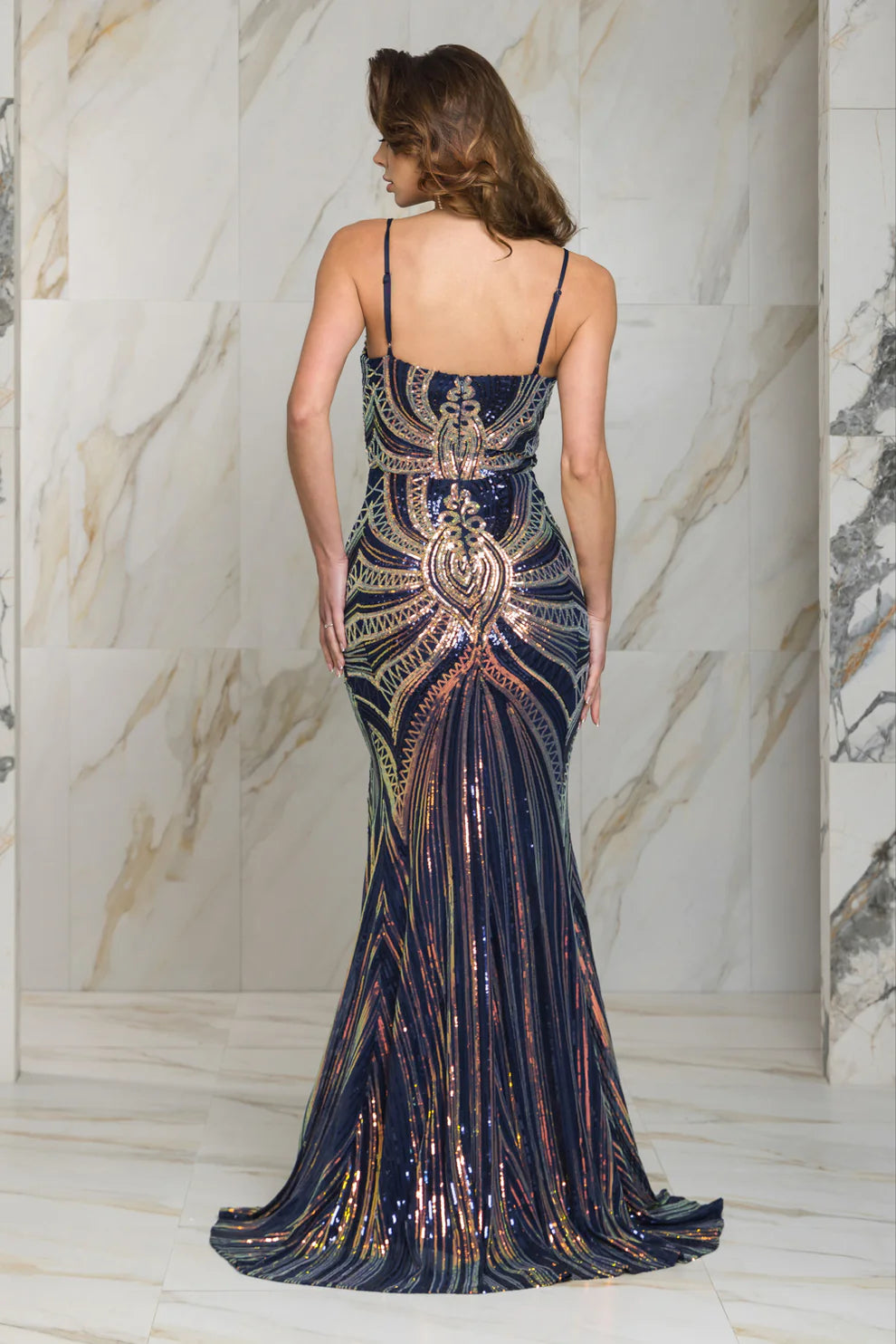 Ruched Sequin Maxi Dress