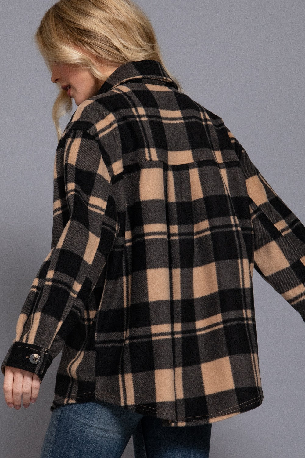 Button Up Plaid Fleece Shirt