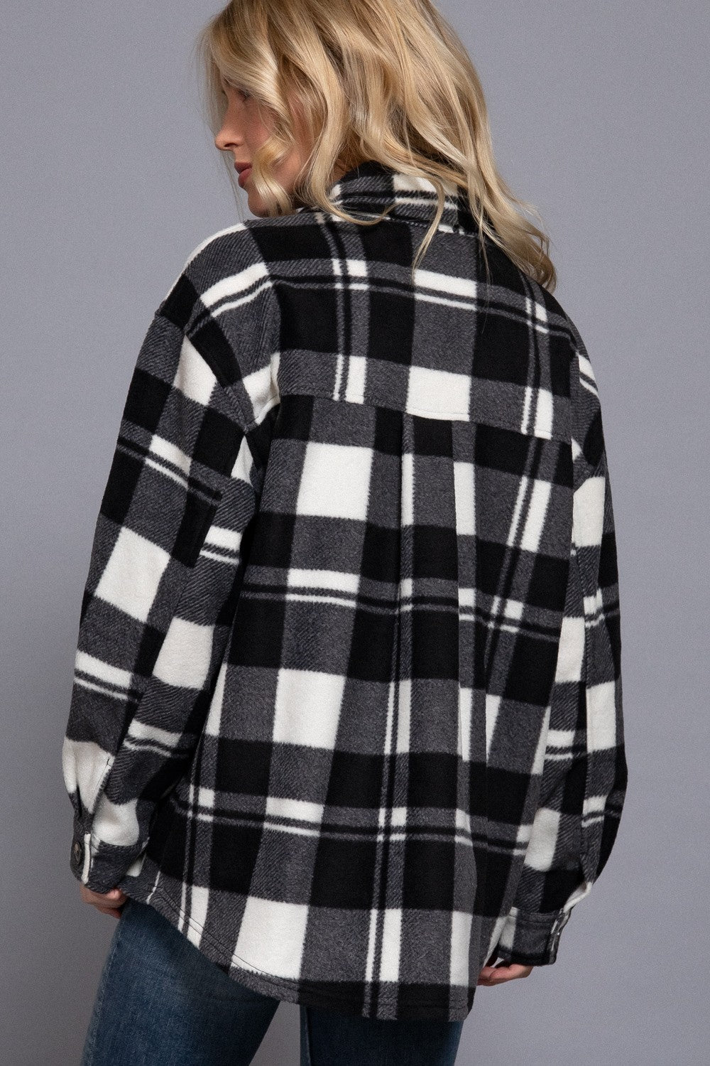 Button Up Plaid Fleece Shirt