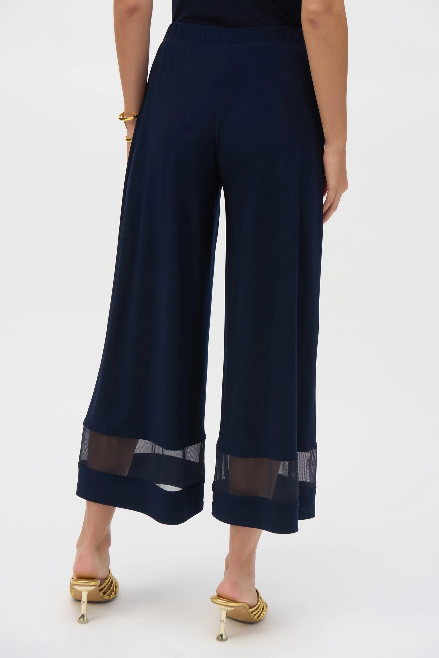 Silky Knit And Mesh Culotte Pants