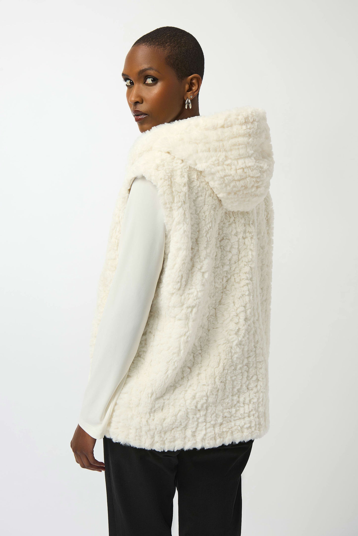 Faux Fur Textured Stripe Vest