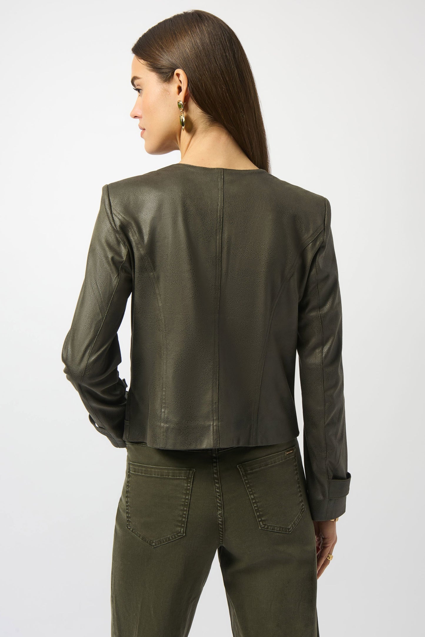 Foiled Faux Suede Fitted Jacket