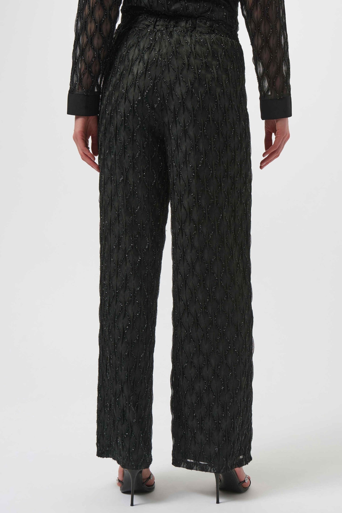 Lurex Cascade Wide-Leg Pull-On Pants