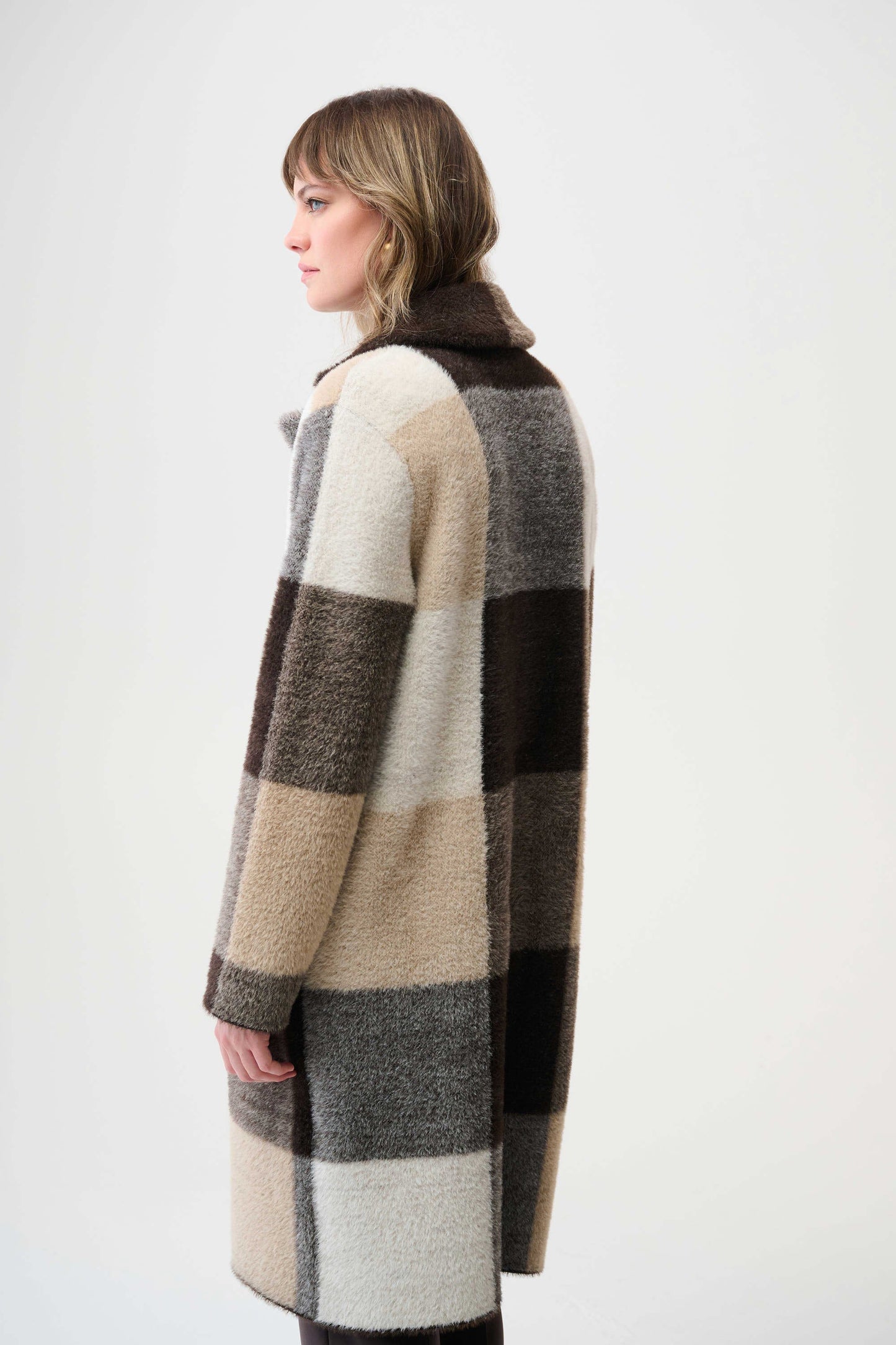 Feather Yarn Abstract Print Sweater Coat