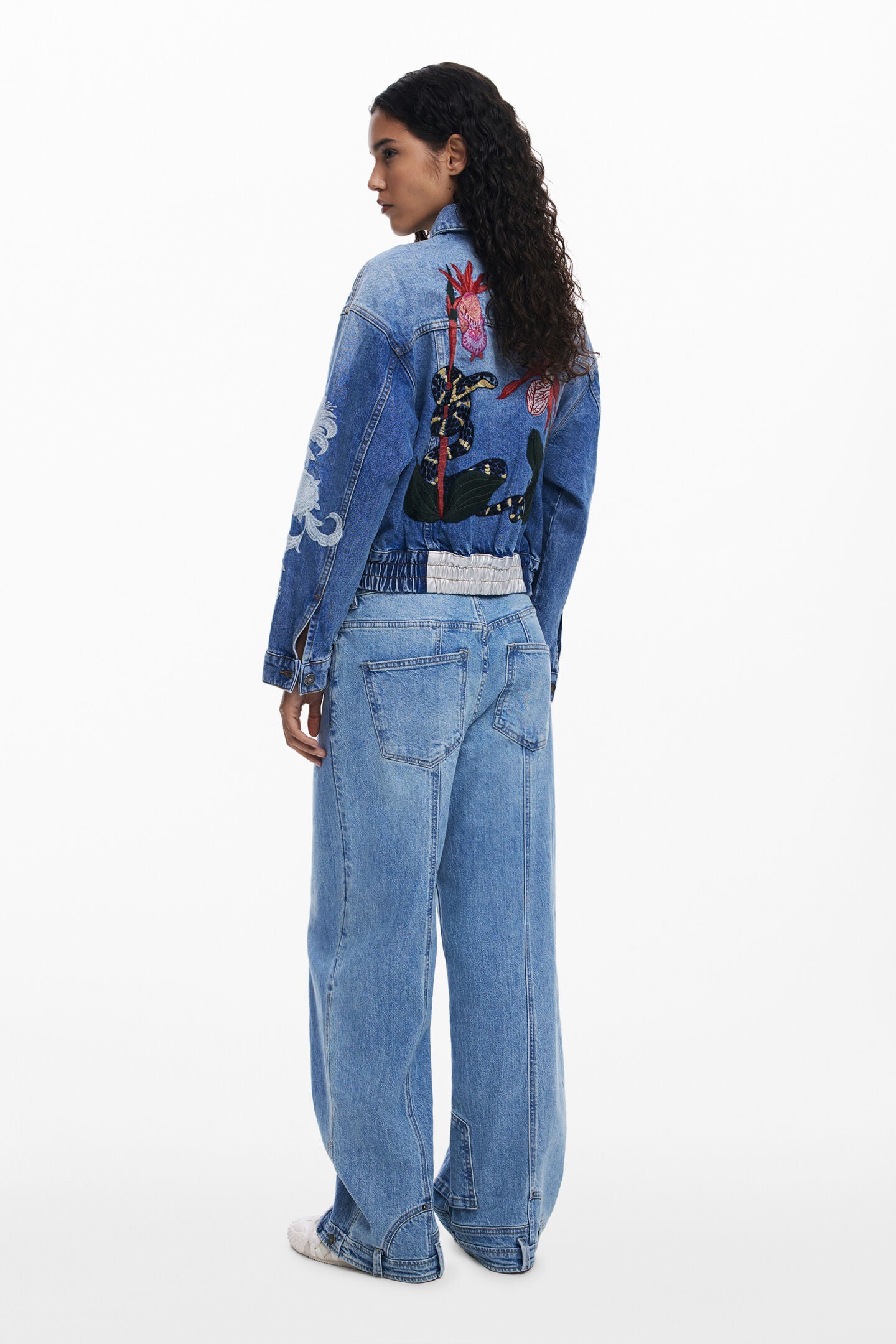 Denim Jacket with Oriental Embroidery