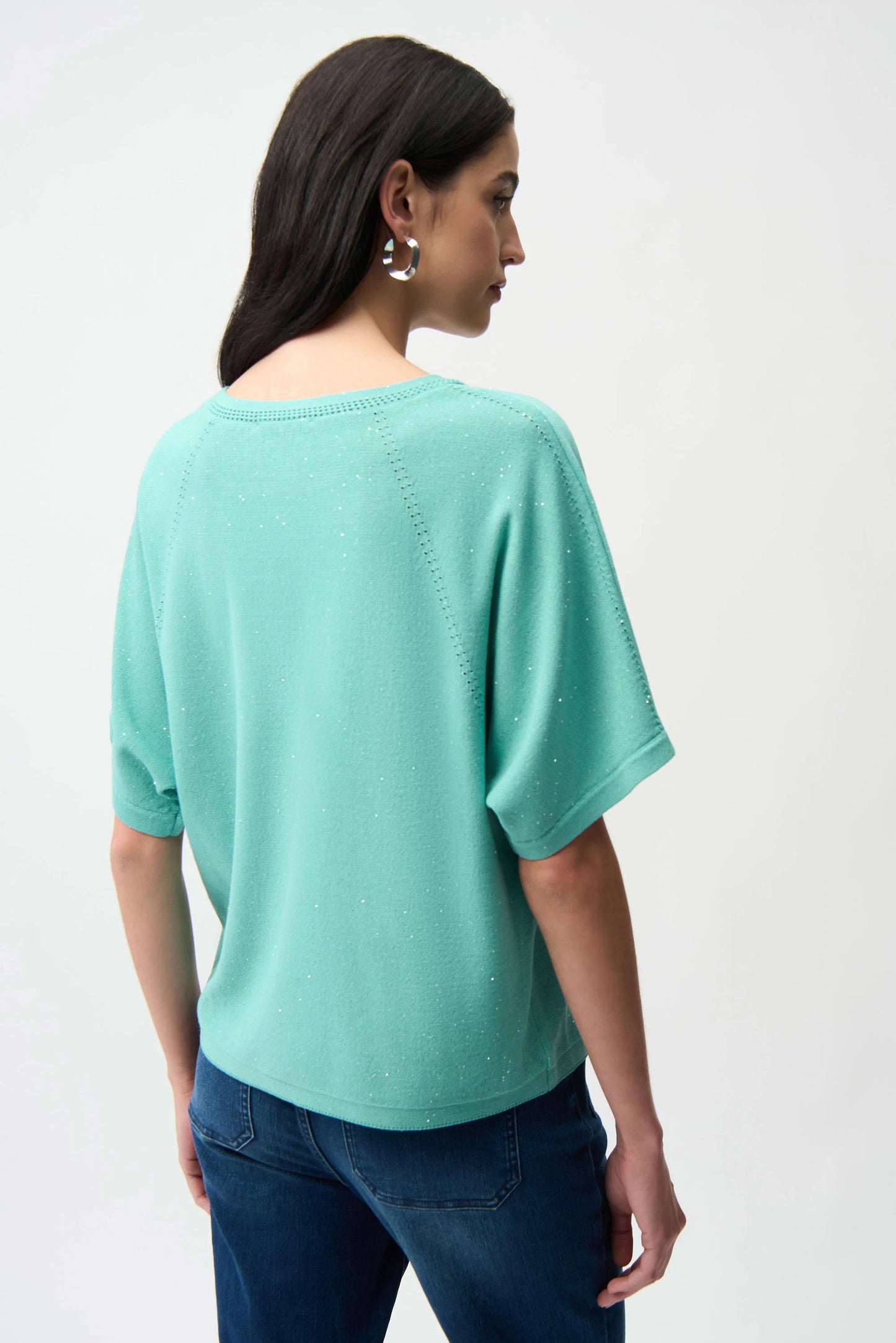 Sequins Yarn Short Sleeve Sweater
