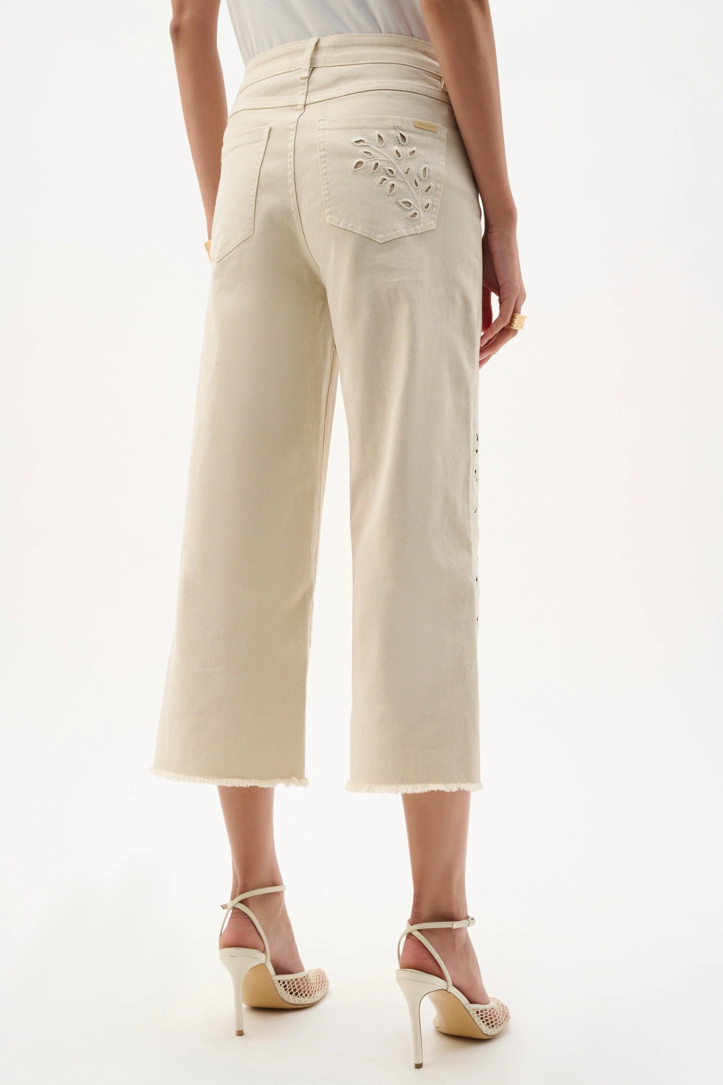 Repreve Denim Wide Leg Crop Jeans With Embroidery