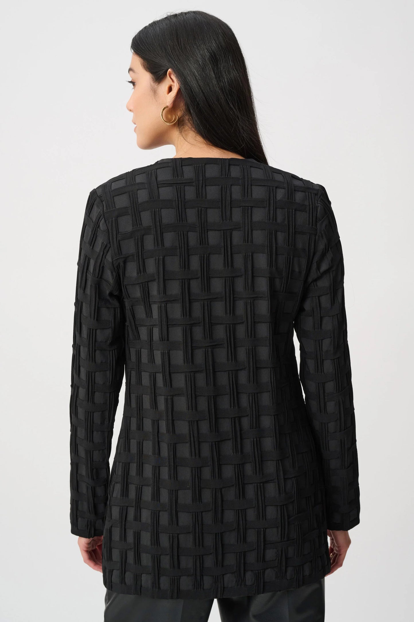 Textured Jacquard Collarless Jacket