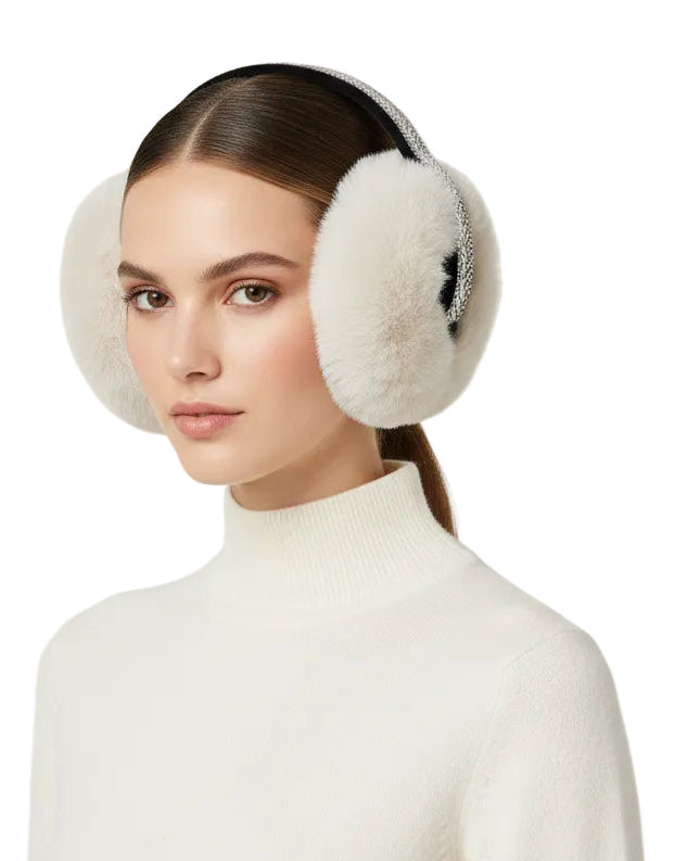 Chevron Bling Rhinestone Faux Fur Earmuffs