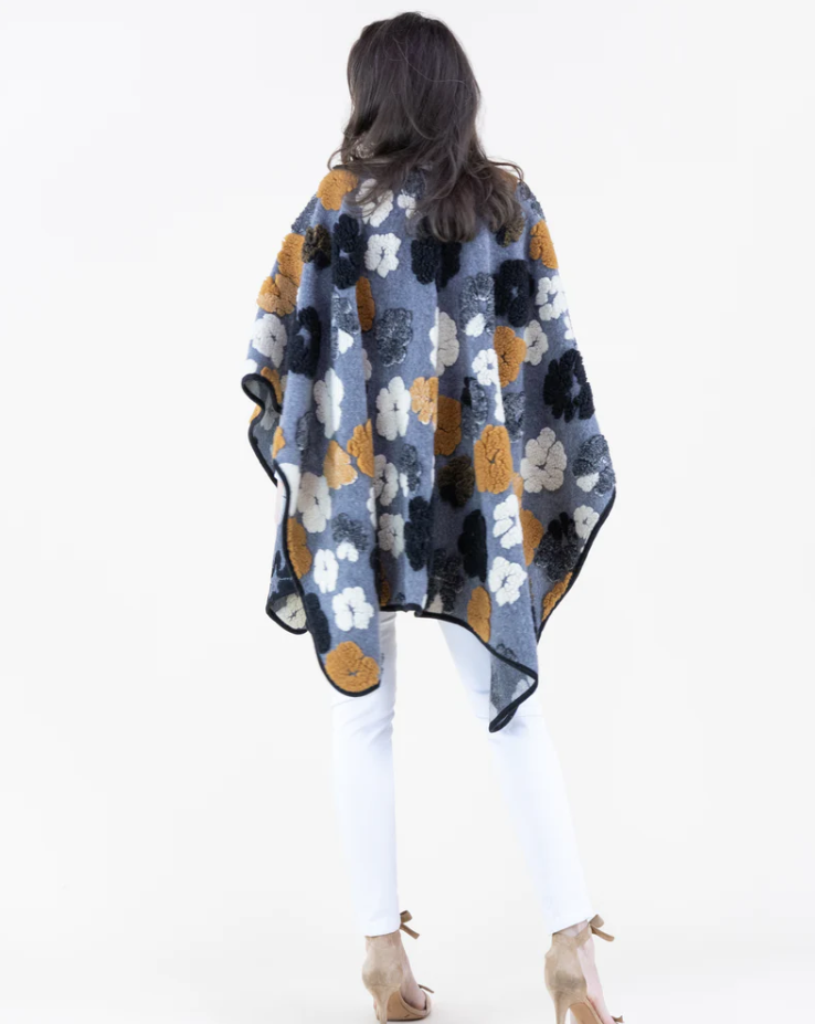 Chunky Flower Ruana Wrap