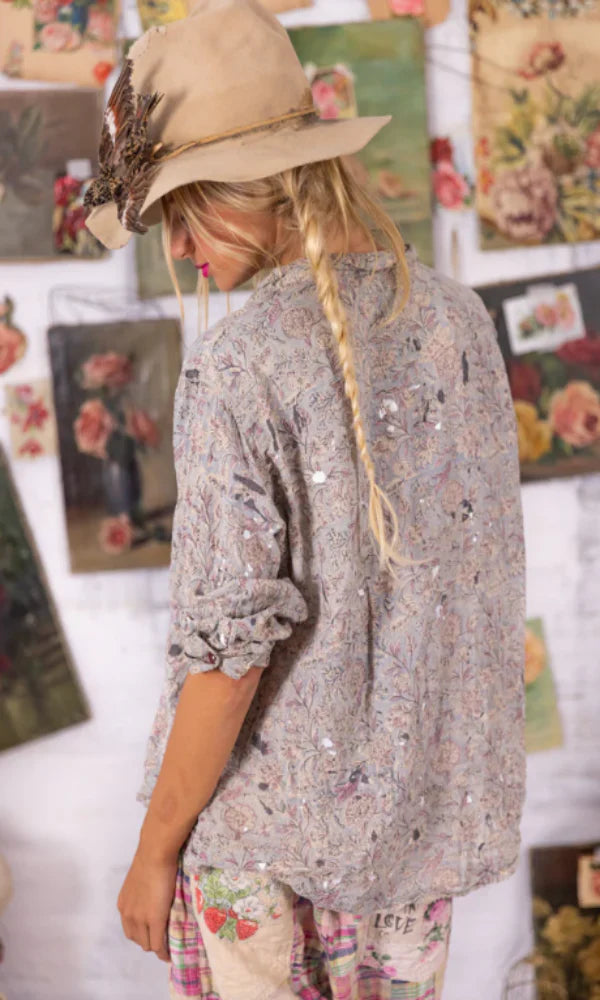 Twill Blockprint Kelly Western Shirt