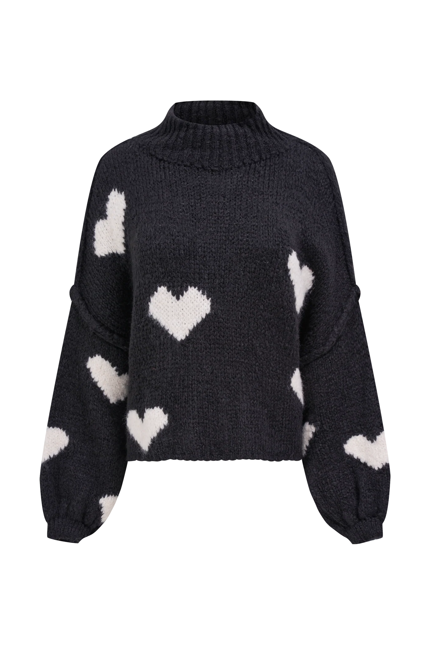 Bubble Sleeves Sweaters with Hearts