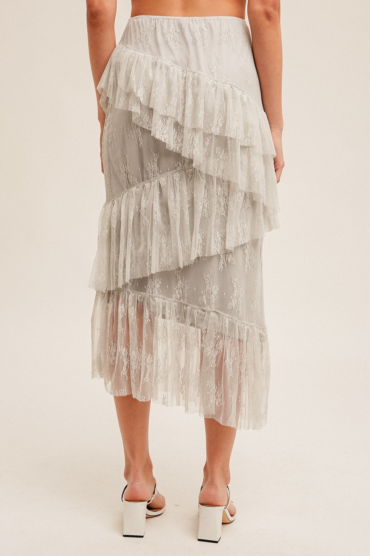 Asymmetrical Tiered Lace Skirt