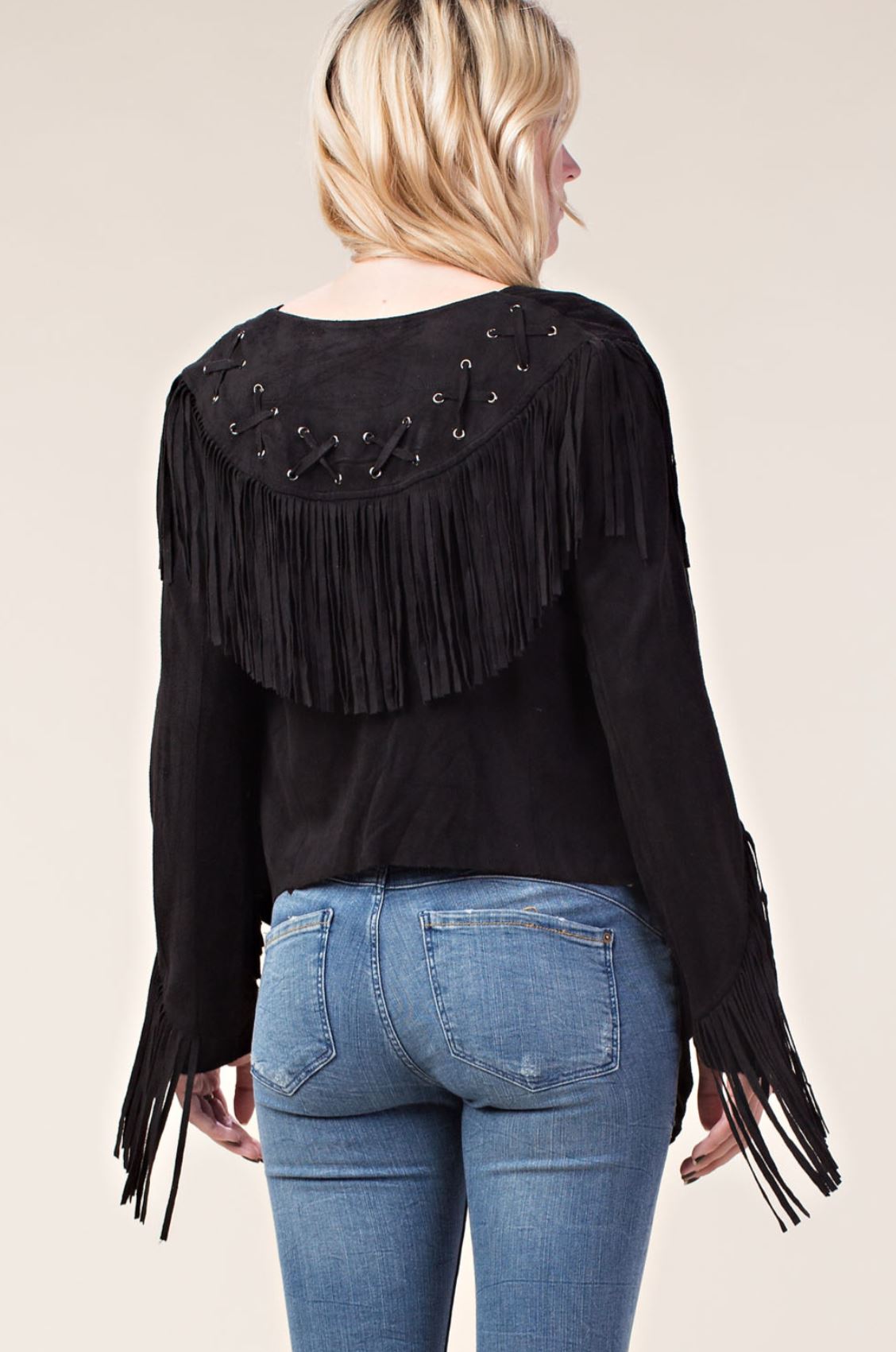 Suede Feel Open Front Jacket