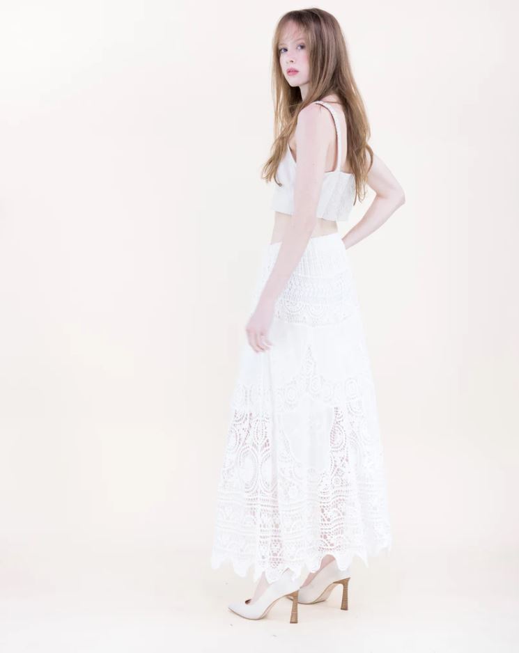 Capri Coast Crochet Lace Maxi Skirt