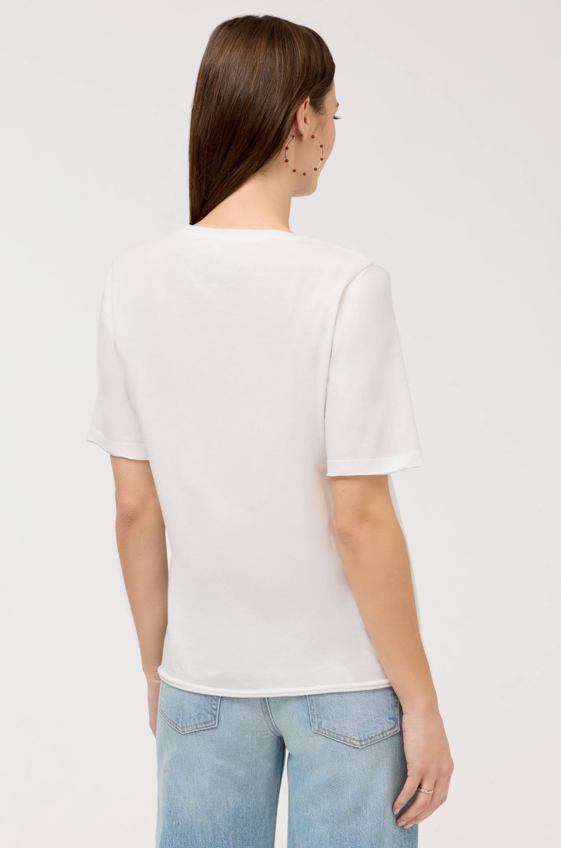 Raw Hem V-Neck Tee - Celiora