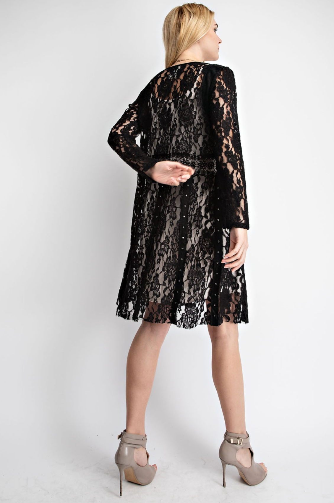 Knit Jacket with Suede and Studs