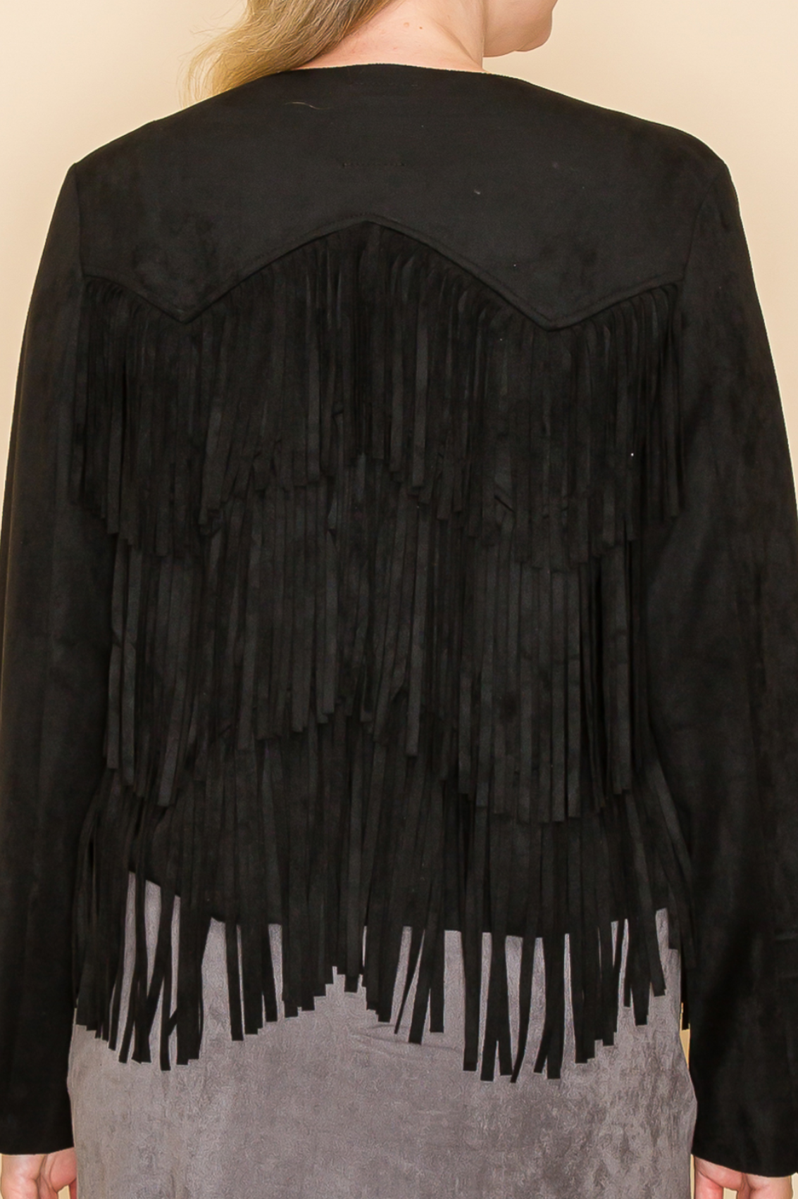 Suede Feel Western Fringe Jacket