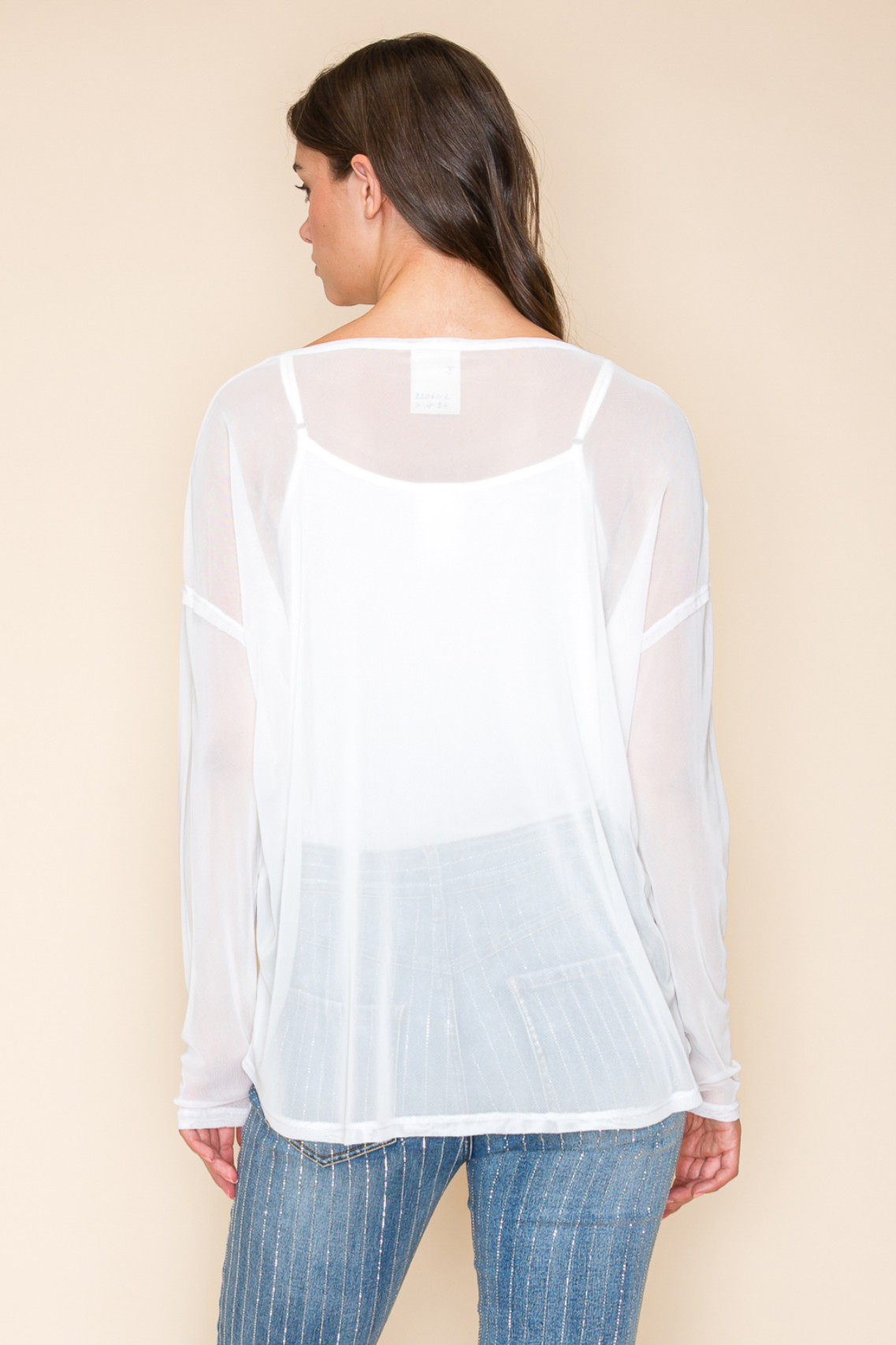 Round Neck L/S Mesh Top