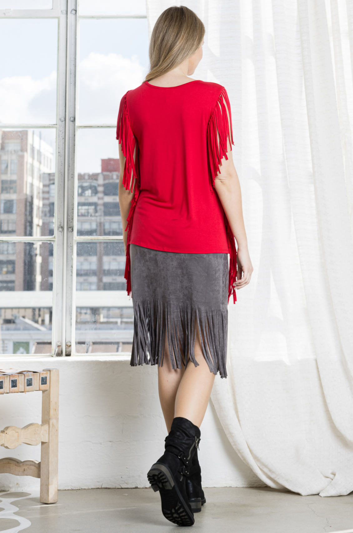 Flag Knit Tank Rodeo with Fringe