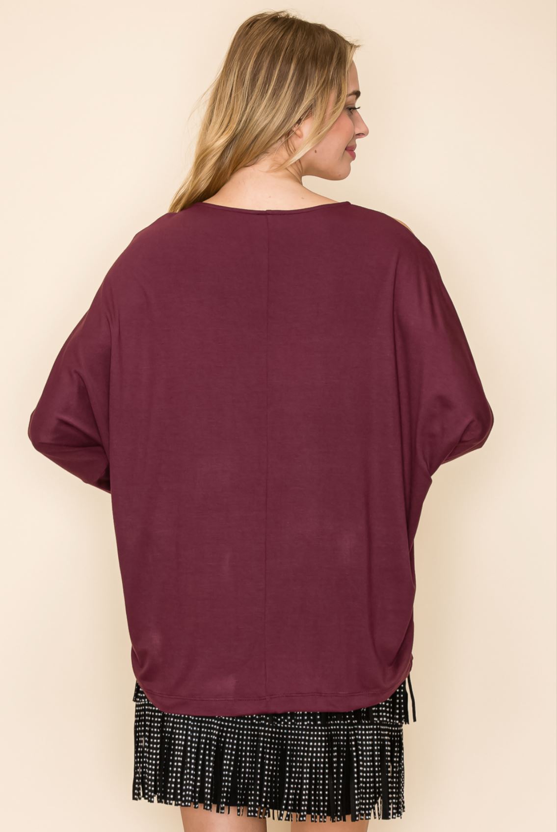 Asymmetrical Open Shoulder Batwing Top
